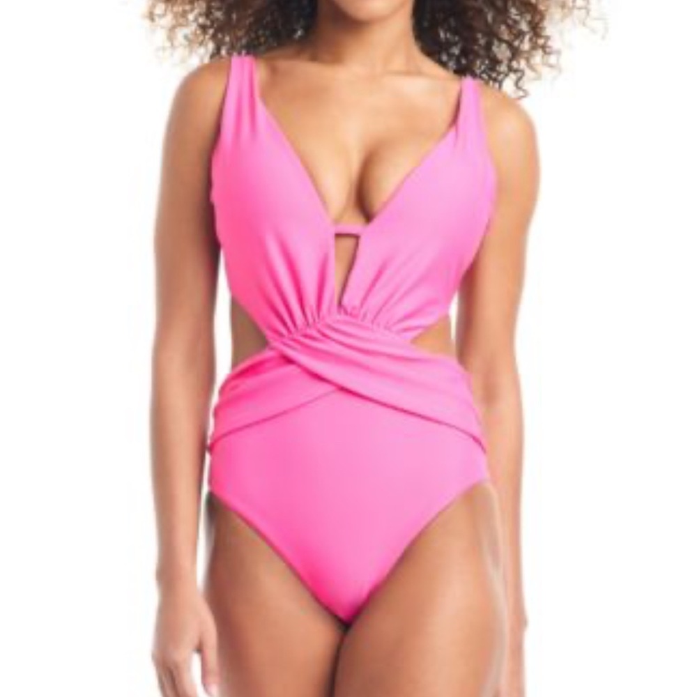 Bar III Women's Draped Monokini Swimsuit 
size XL Plunging V-Neckline nwt